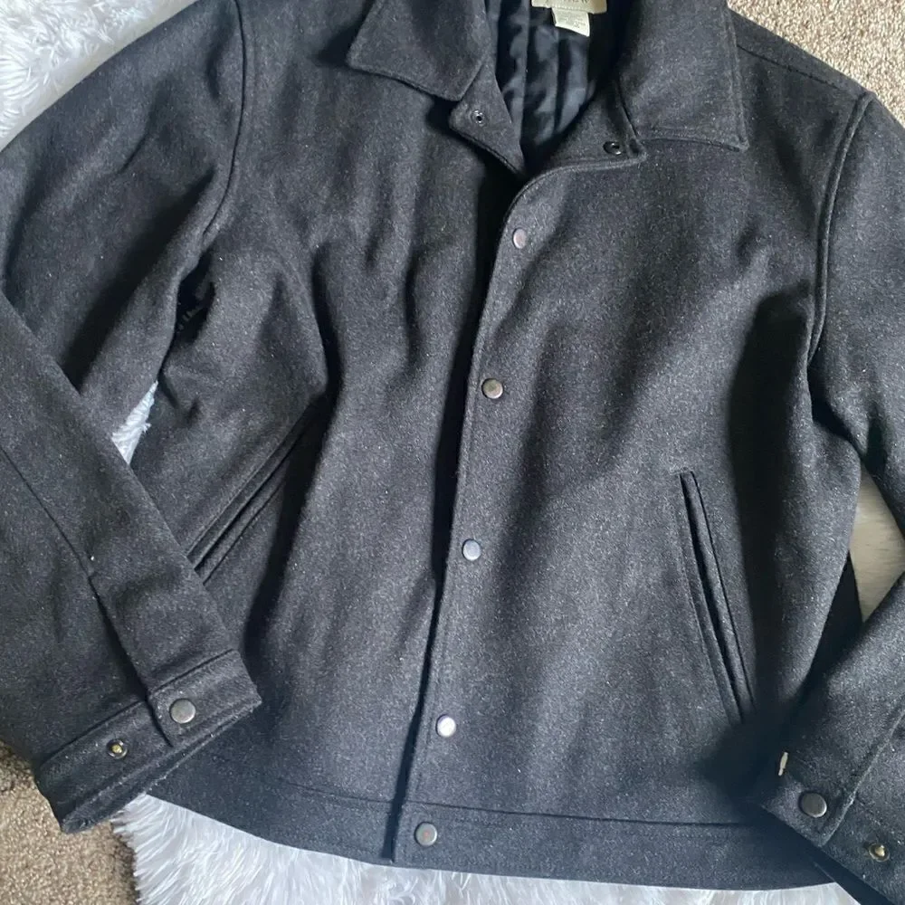 J Crew Coat Snap Down Wool Nylon Winter Lined Pockets Professional Mens Sz Large